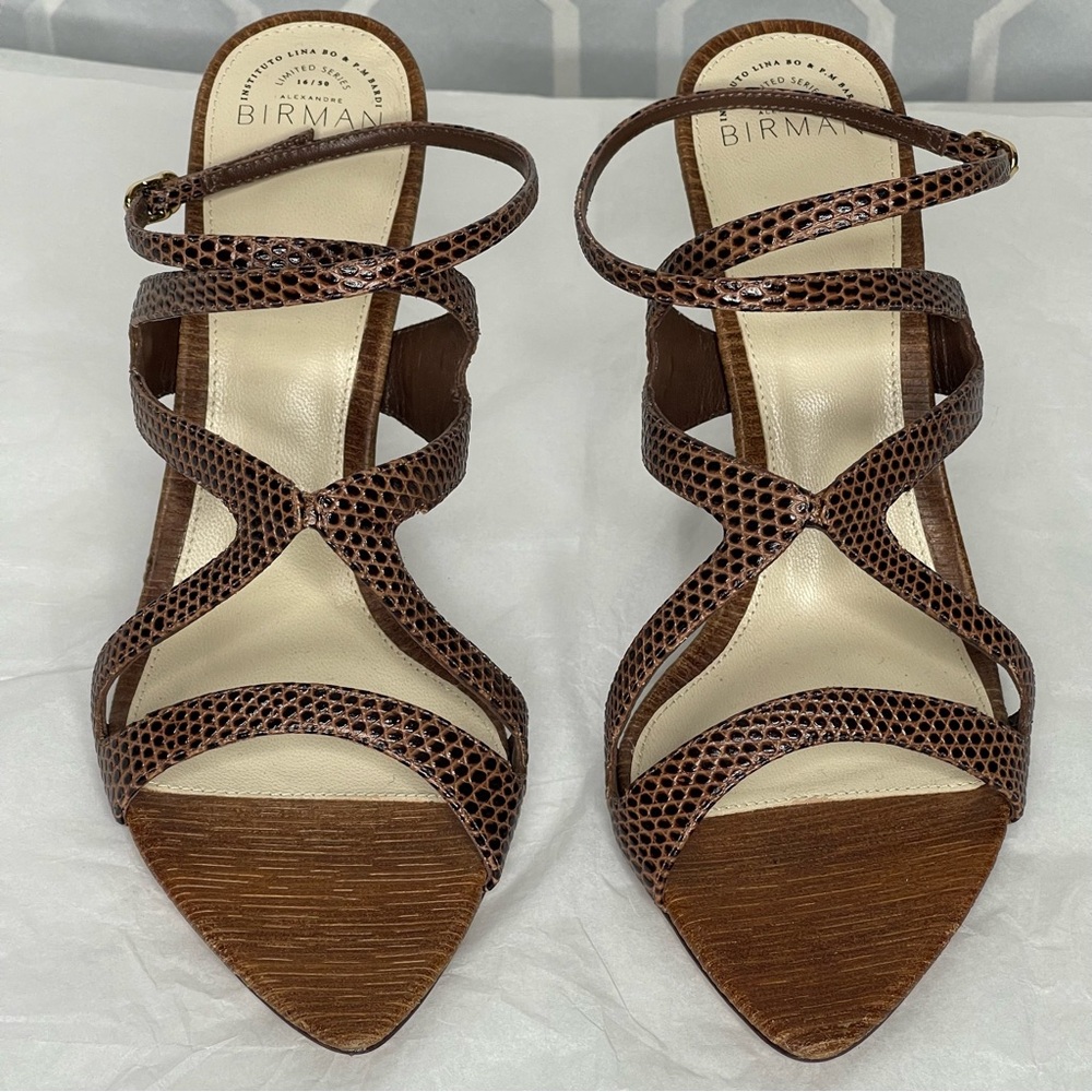 Alexandre Birman Trolley 90 Limited Ed Snakeskin Architectural Heels Size 39